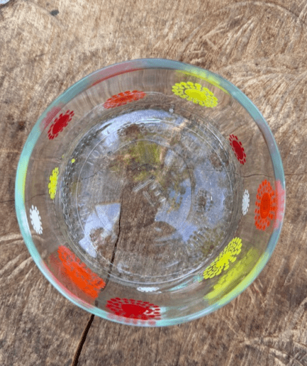 Clear Short Holder with red yellow orange detail
