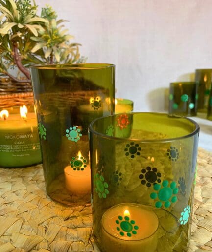 Set of Green Dotted Candle Hurricanes