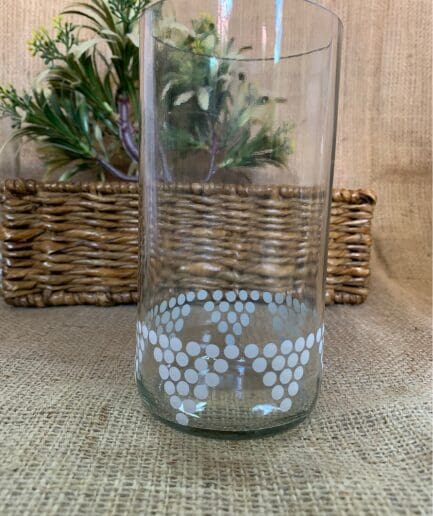 Clear Glass With White Geometric Prints