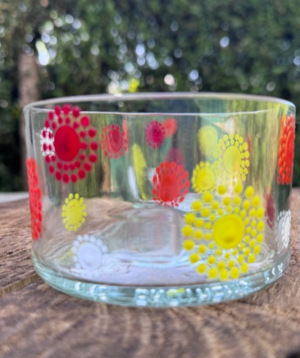 Clear Short Holder with red yellow orange detail