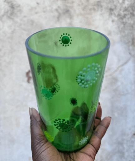 Green medium sized glass vase