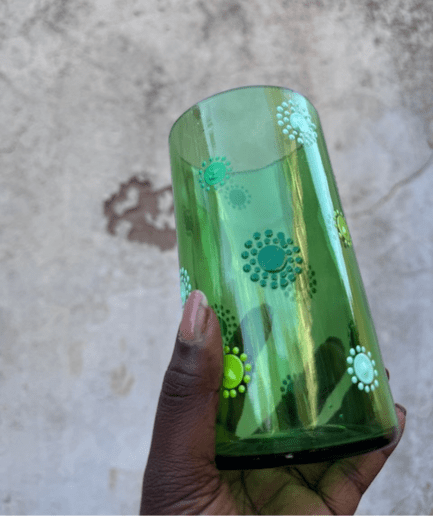 Green medium sized glass vase
