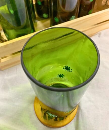 Tall Green Water Tumbler With Multiple Green Dots