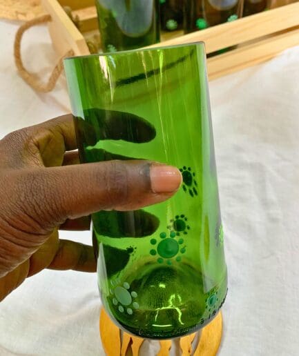 Tall Green Water Tumbler With Multiple Green Dots