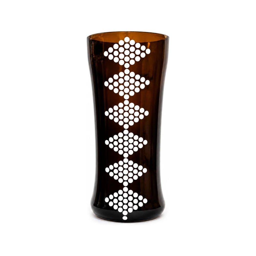 Amarula glass vase with white geo print