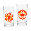 Cadmium and light orange clear glass vase set