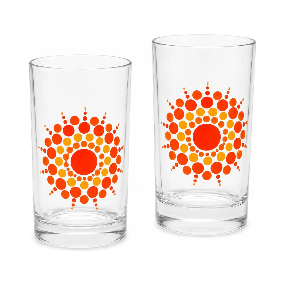 Cadmium and light orange clear glass vase set