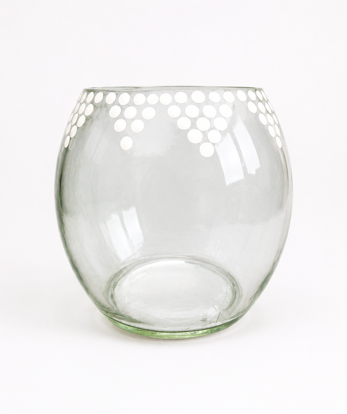 Clear Bowl with White Geometric Print