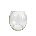 Clear Bowl with White Geometric Print