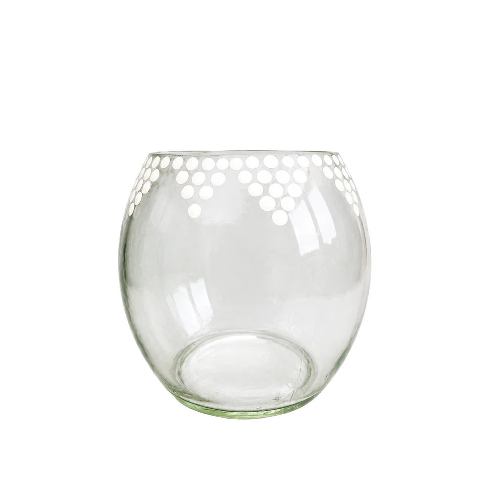 Clear Bowl with White Geometric Print