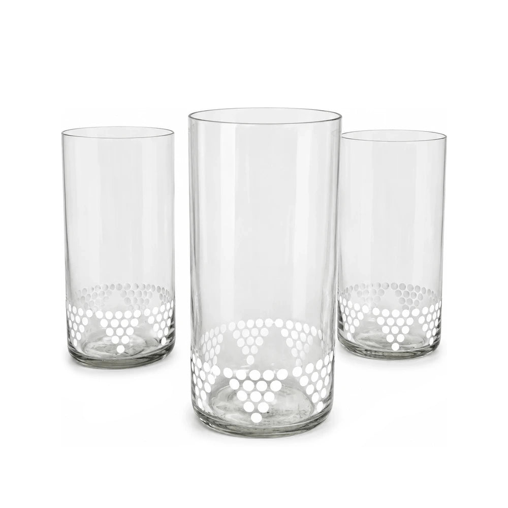 Clear Glass With White Geometric Prints