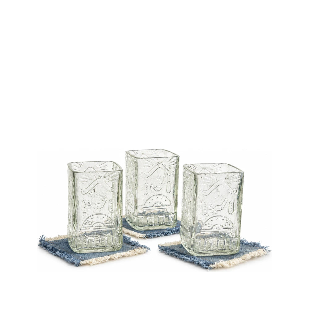 Clear Square Textured Olmeca Tumblers
