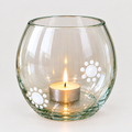 Clear bowl with white floral dots