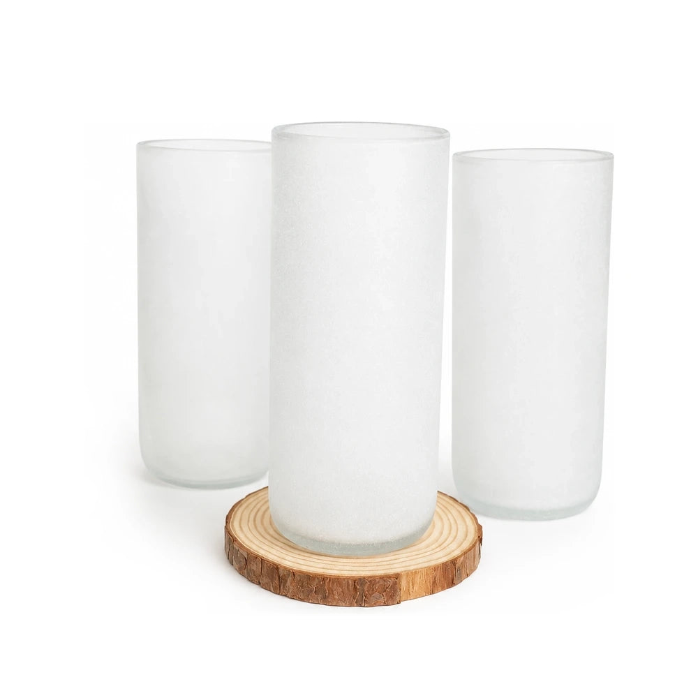 Four frosted clear tall glasses