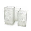 Frosted Olmeca square glass vase and 2 drinking tumblers