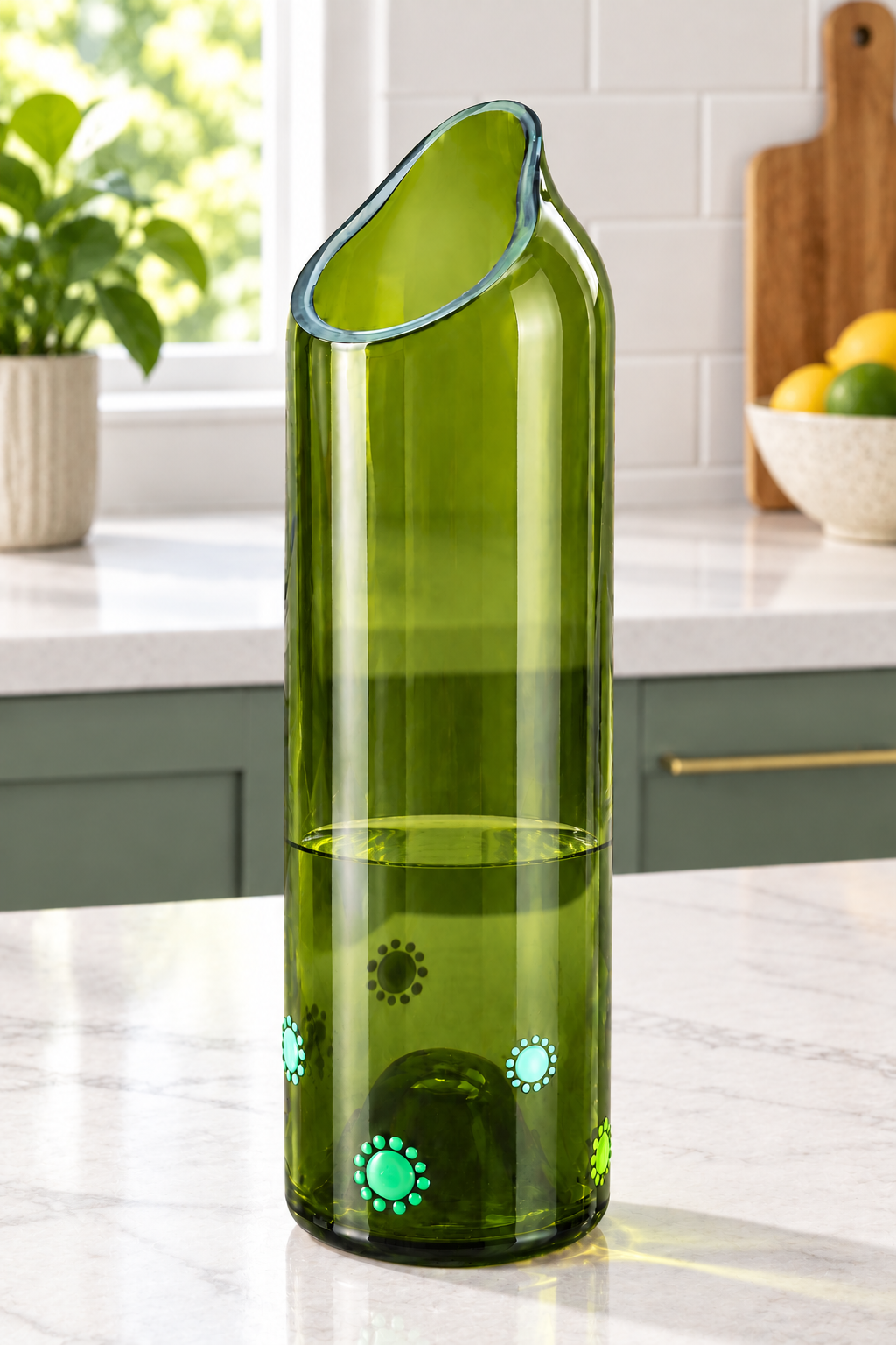 Green Caraffe with Various Green Shades Dots