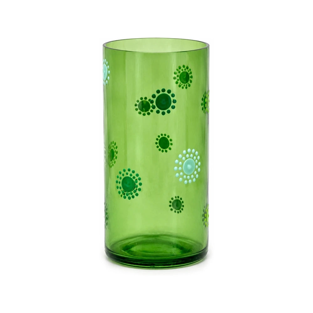 Green medium sized glass vase