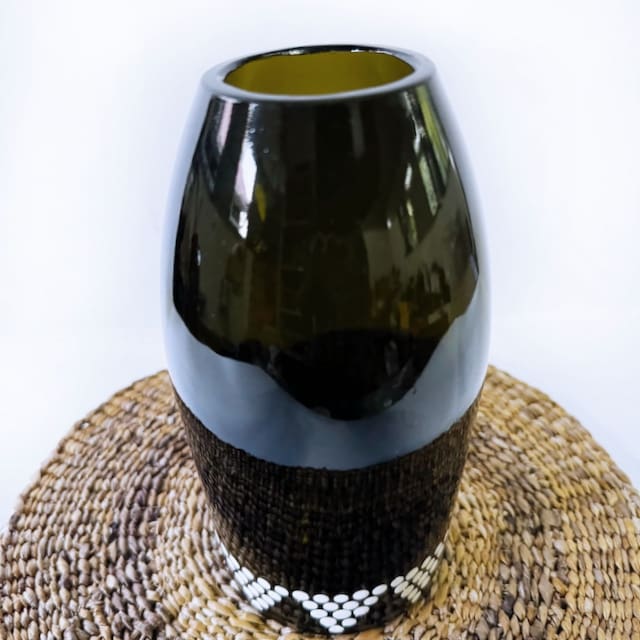 Amber and white Geo Flower Vase