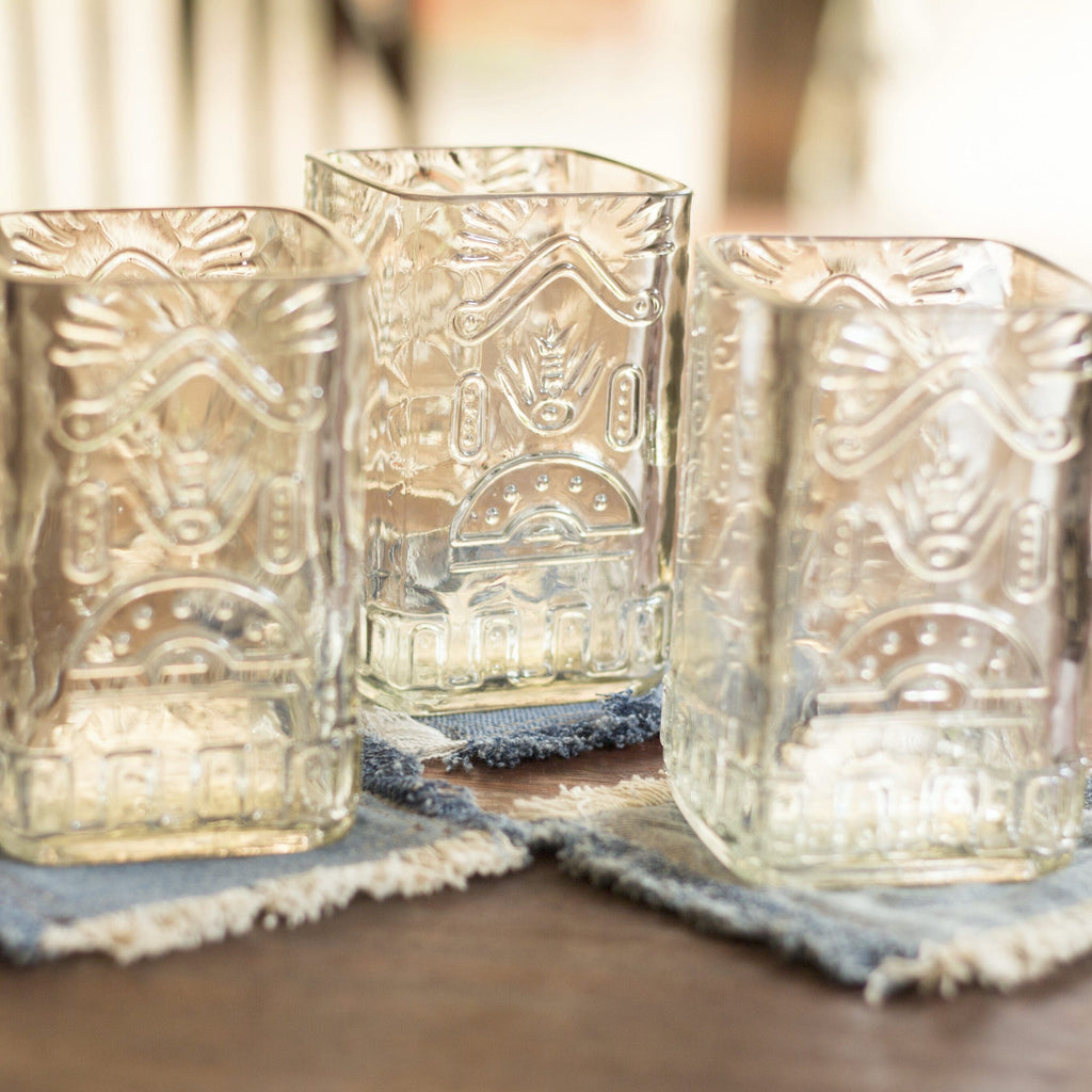Clear Square Textured Olmeca Tumblers