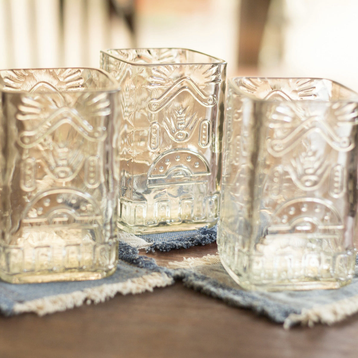 Clear Square Textured Olmeca Tumblers