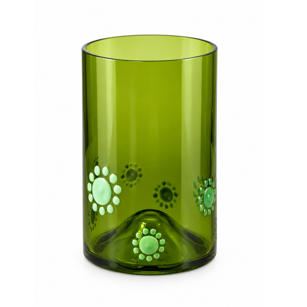 Short Green Water Tumbler With Multiple Green Dots