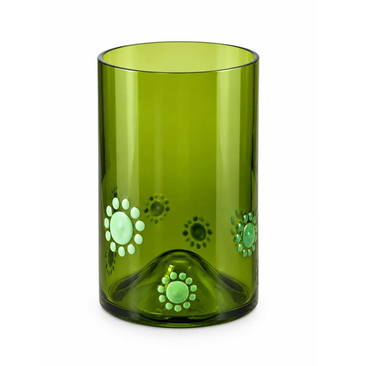 Short Green Water Tumbler With Multiple Green Dots