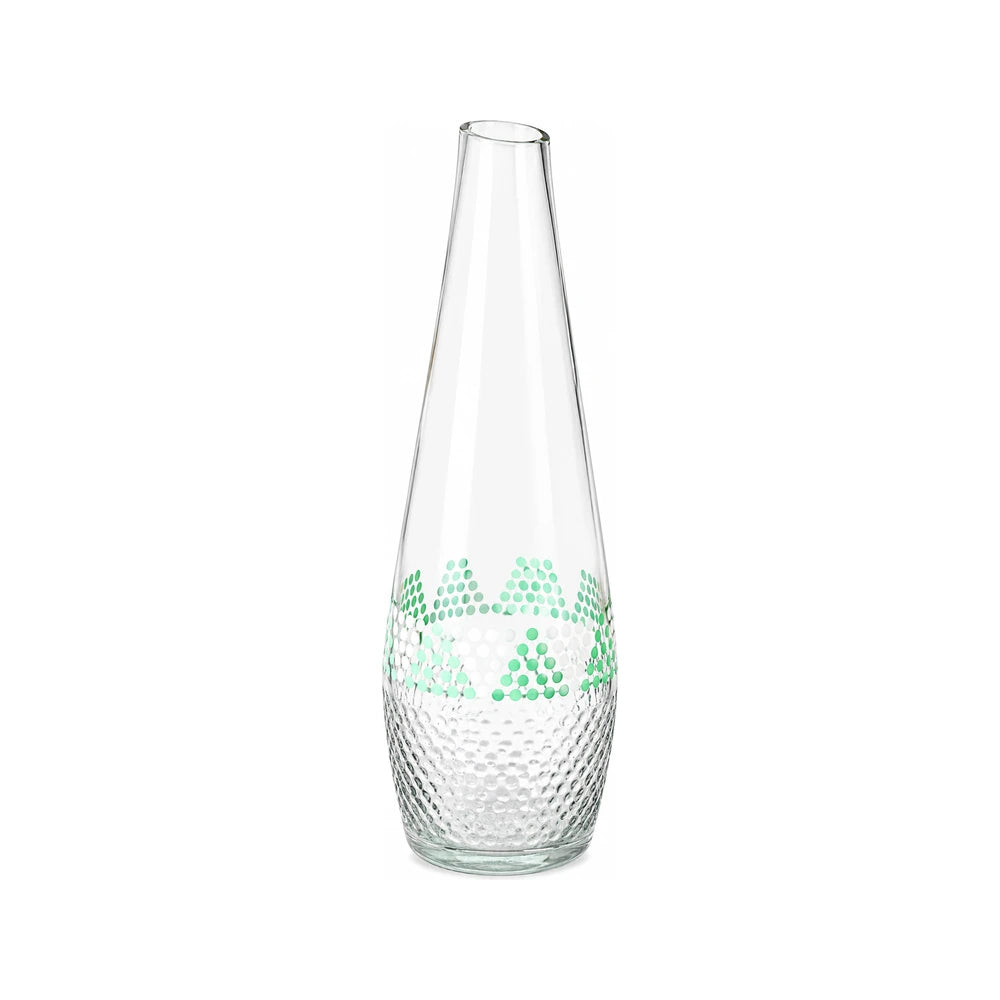 Tall nederburg glass vase with sea green + white
