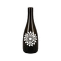 Tear drop olive green flower vase with single white circle
