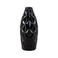Textured large diamond black glass vase