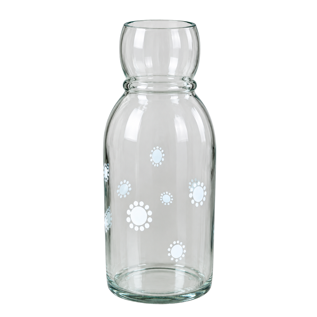 Clear camino vase/caraffe with white floral print