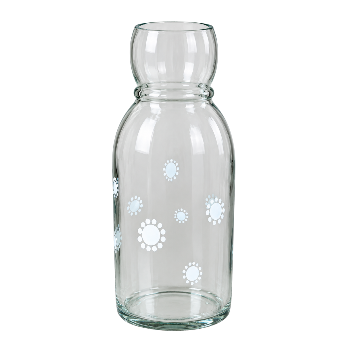Clear camino vase/caraffe with white floral print