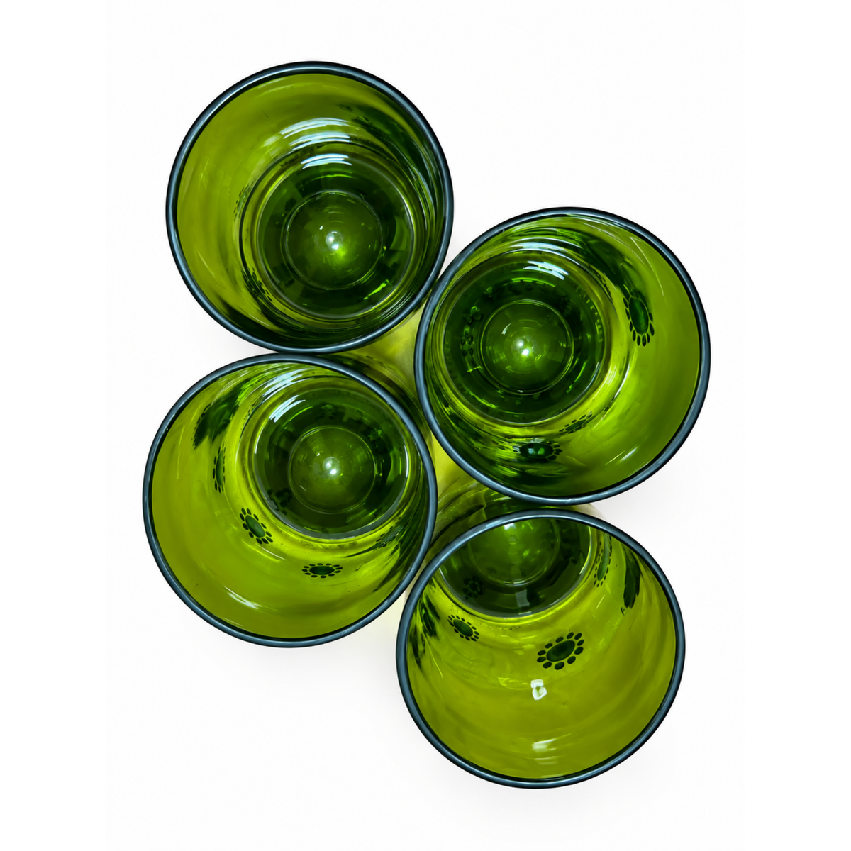 Short Green Water Tumbler With Multiple Green Dots